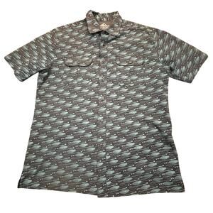 Croft & Barrow Shirt Men M Blue Quick-Dry All Over Print Vented Short Sleeve